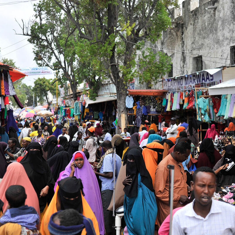 Somalia, Shoppers in Hamarwayne market in Mogadishu Somalia on July 04, 2016 ahead of Eid Al-Fitr celebrations. AMISOM Photo / Ilyas Ahmed